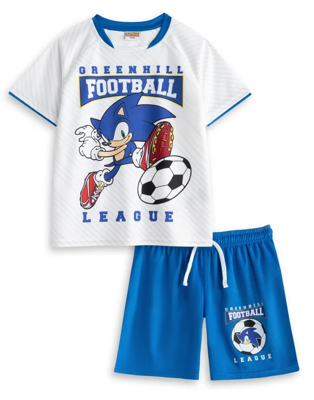 Vanilla Underground Sonic The Hedgehog Boys White Greenhill League Football Kit (3-12 Years)