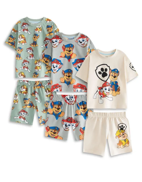Vanilla Underground Paw Patrol Boys Multicoloured Boy Pups Short Pyjama Set (2-7 Years) - Pack of 3 - 3-4 Yrs Image 1