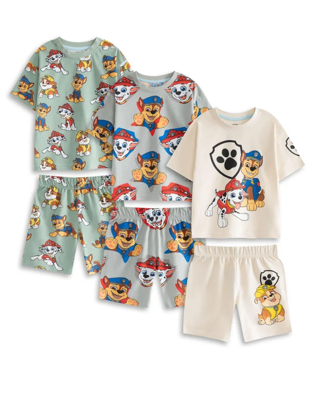 Vanilla Underground Paw Patrol Boys Multicoloured Boy Pups Short Pyjama Set (2-7 Years) - Pack of 3