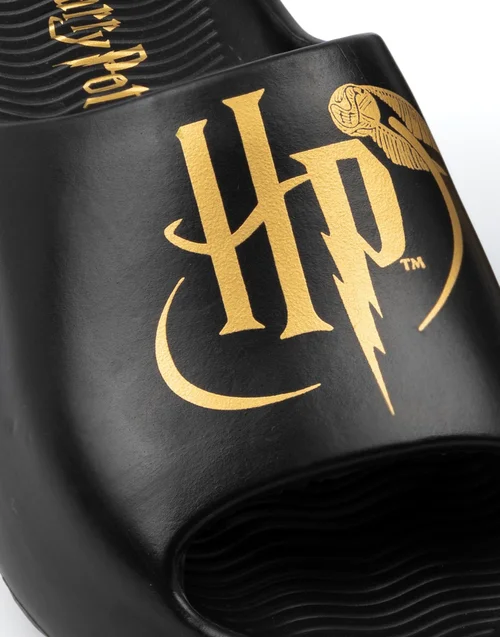 Vanilla Underground Harry Potter Girls Black Logo Sliders (Child 13 - 4) - 13 Infants Image 4
