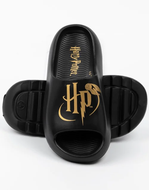 Vanilla Underground Harry Potter Girls Black Logo Sliders (Child 13 - 4) - 13 Infants Image 2
