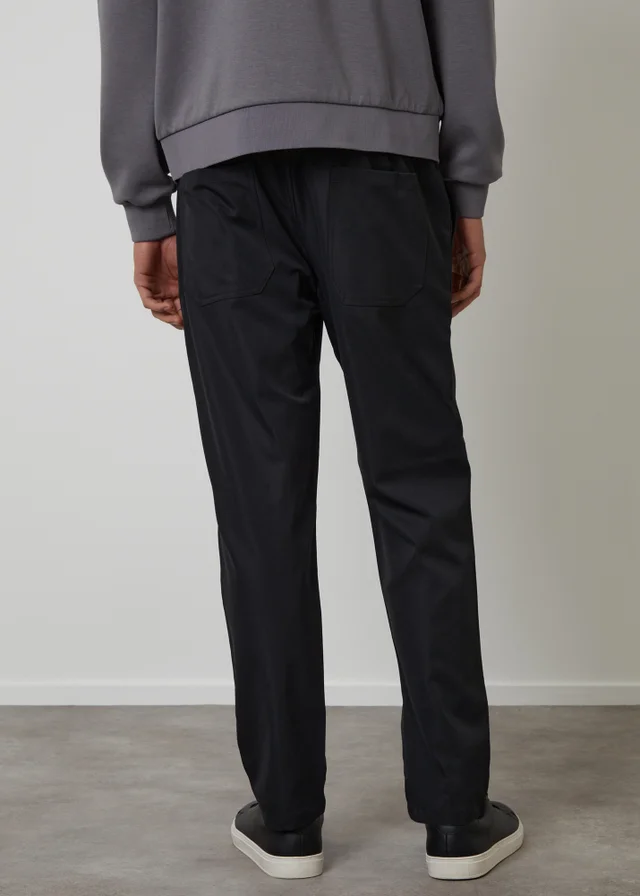Threadbare Black Straight Fit Drawcord Trousers