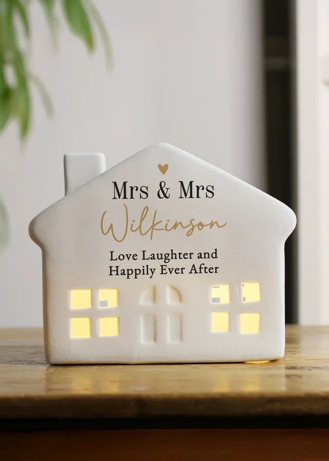 Personalised Memento Company Black & Gold LED Ceramic House