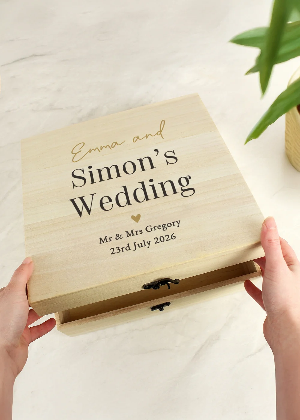 Personalised Memento Company Black & Gold Wooden Memory Box - One Size Image 2