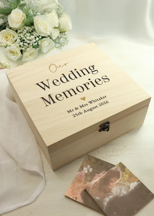 Personalised Memento Company Black & Gold Wooden Memory Box - One Size Image 1
