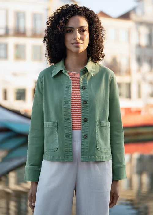 Yumi Green Canvas Jacket With Patch Pockets - 18 Image 1