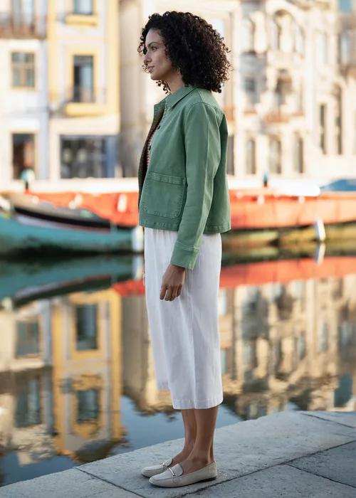 Yumi Green Canvas Jacket With Patch Pockets - 18 Image 2