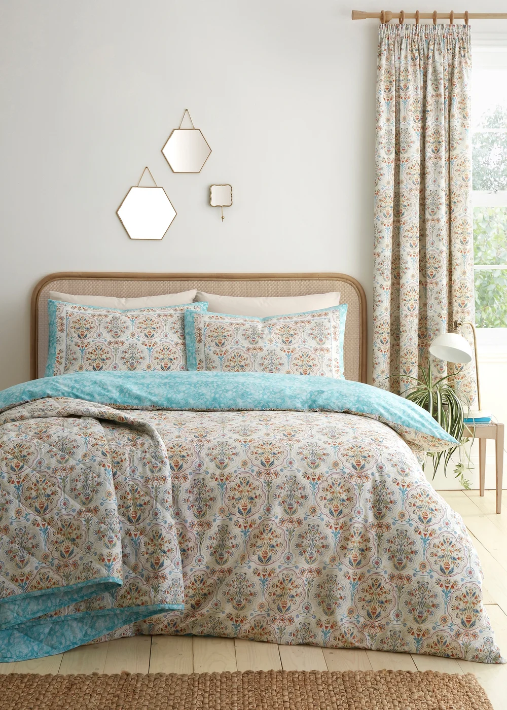 Dreams & Drapes Edena Decorative Floral Lightweight Natural Pencil Pleat Curtains - 66W X 72D (168x183cm) Image 4