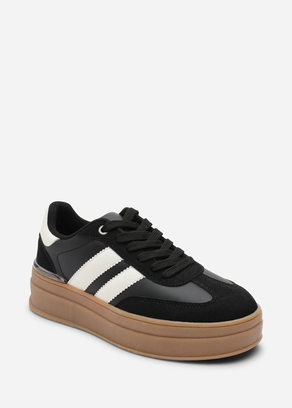 Where's That From Yulia Black Lace-Up Side Stripes Trainers - 3 Image 3