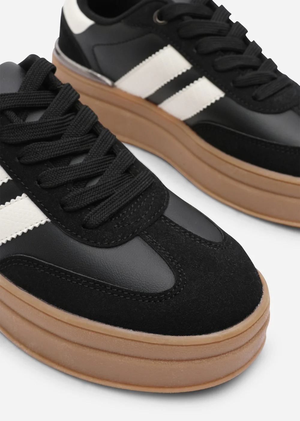 Where's That From Yulia Black Lace-Up Side Stripes Trainers - 3 Image 5