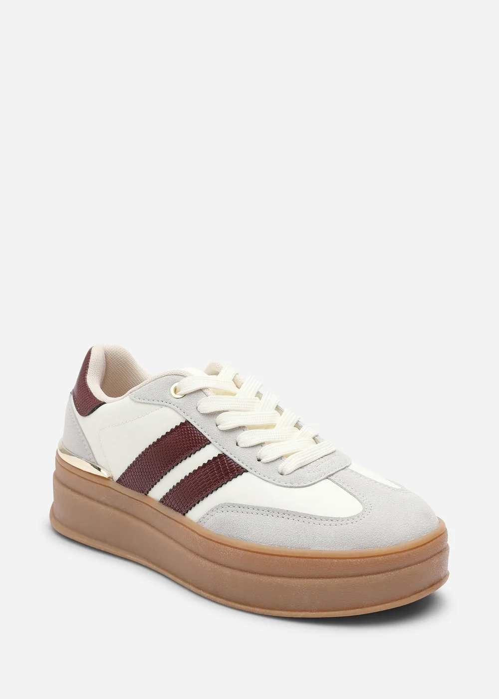 Where's That From Yulia Light Grey Lace-Up Stripe Trainers - 8 Image 3