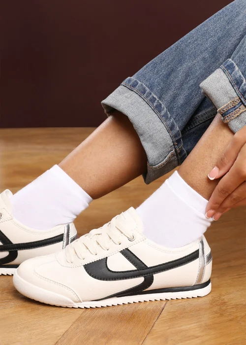 Where's That From Brisa Beige Court Trainer With Black Stripe - 4 Image 6
