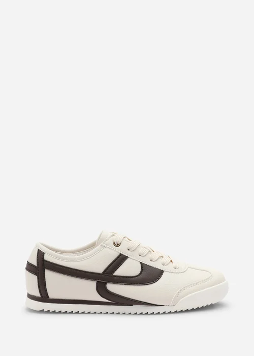 Where's That From Brisa Beige Court Trainer With Brown Stripe - 7 Image 2
