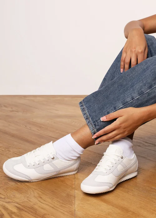 Where's That From Brisa White Court Trainer With Grey Stripe - 5 Image 2