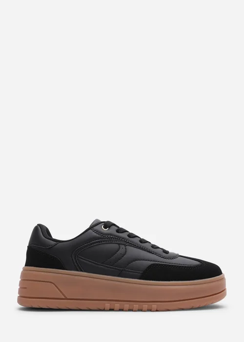 Where's That From Xia Black Low Wedge Leopard Trim Trainer - 3 Image 3