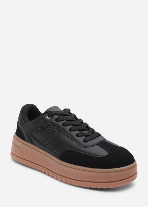 Where's That From Xia Black Low Wedge Leopard Trim Trainer - 3 Image 2
