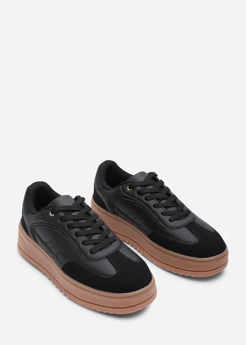 Where's That From Xia Black Low Wedge Leopard Trim Trainer - 3 Image 4