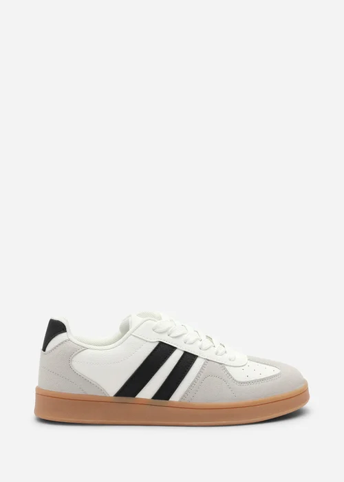 Where's That From Venice White Retro Lace-Up Stripes Trainer - 3 Image 2