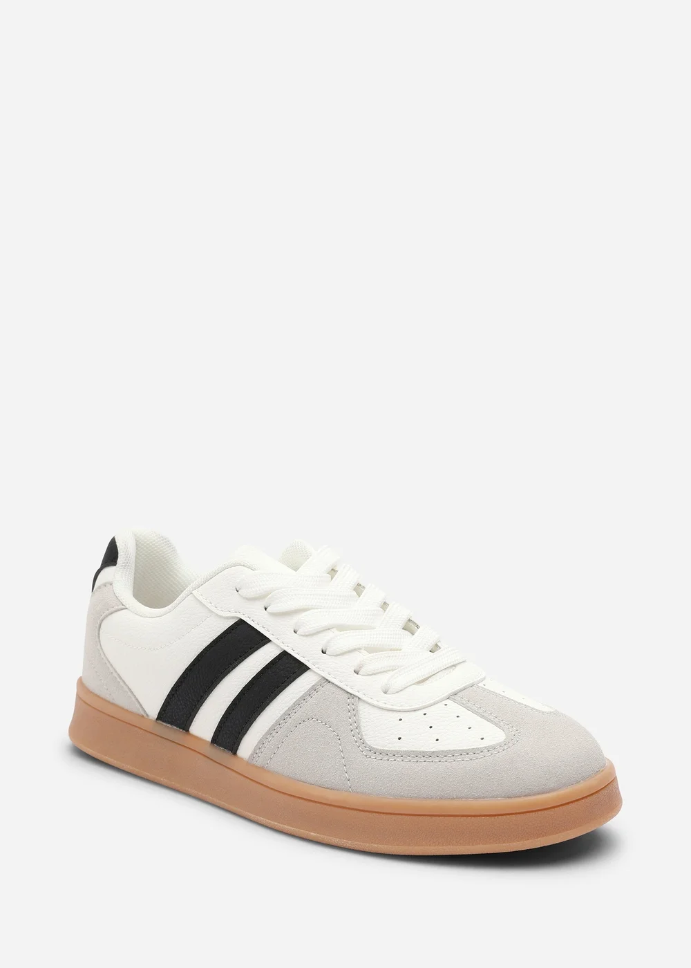 Where's That From Venice White Retro Lace-Up Stripes Trainer - 3 Image 3