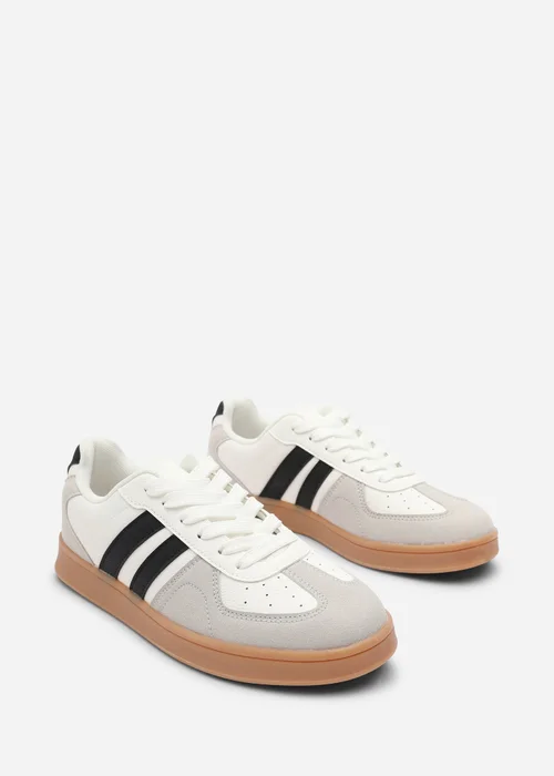 Where's That From Venice White Retro Lace-Up Stripes Trainer - 3 Image 4