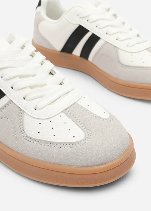 Where's That From Venice White Retro Lace-Up Stripes Trainer - 3 Image 5