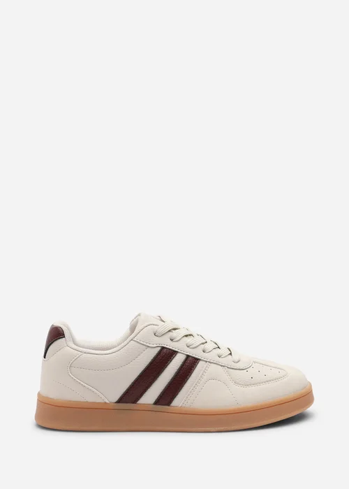 Where's That From Venice Beige Retro Lace-Up Stripes Trainer - 4 Image 1