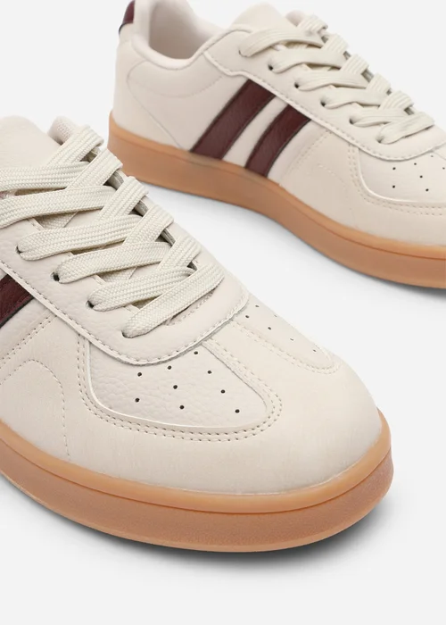 Where's That From Venice Beige Retro Lace-Up Stripes Trainer - 4 Image 5