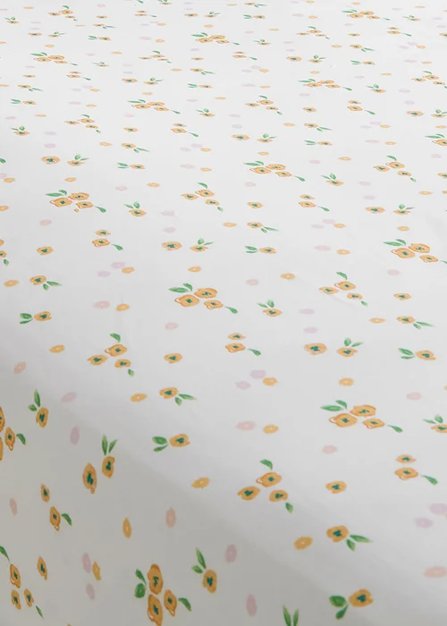 Dreams & Drapes Abstract Poppy Breathable White Fitted Bed Sheet - Single Image 2