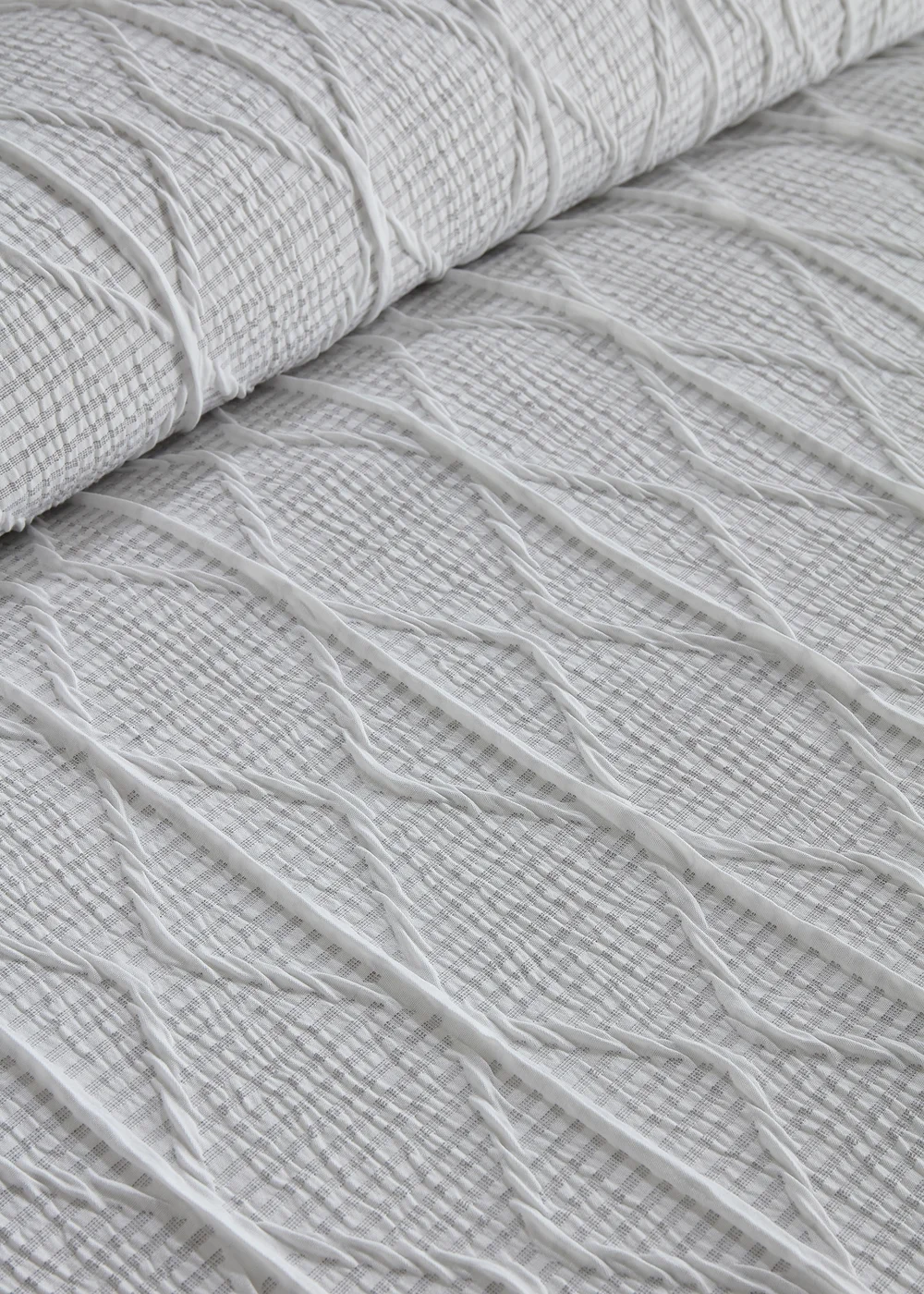 Serene Crinkle Stripe Embossed White Duvet Cover Set - Single Image 3