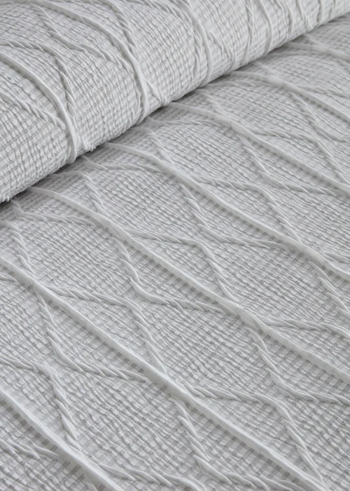 Serene Crinkle Stripe Embossed White Duvet Cover Set - Single Image 3