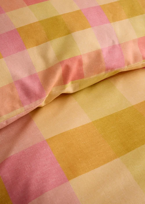 Fusion Block Check Reversible Orange Duvet Cover Set - Single Image 3