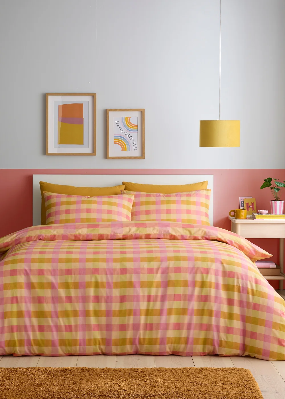 Fusion Block Check Reversible Orange Duvet Cover Set - Single Image 4