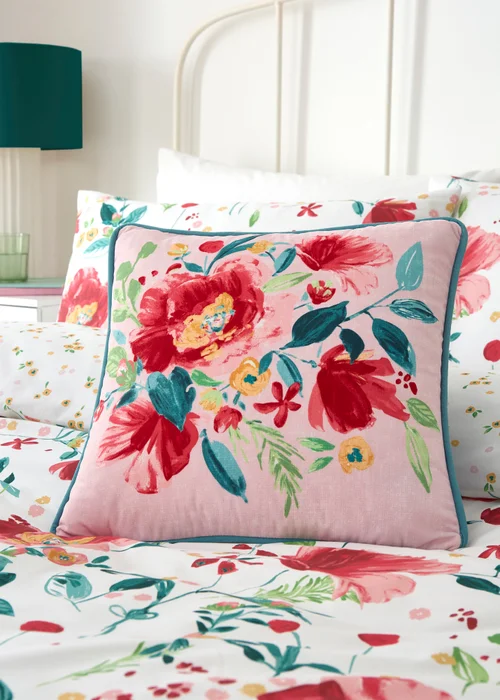 Dreams & Drapes Abstract Poppy Breathable Red Filled Cushion - 43W X 43D Image 1