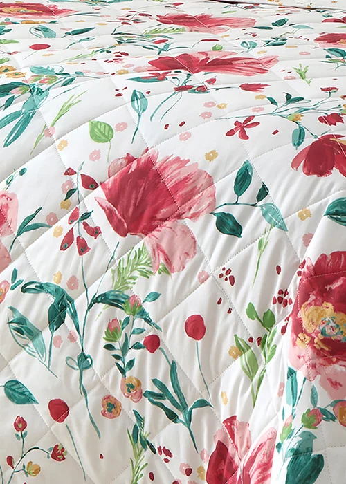 Dreams & Drapes Abstract Poppy Quilted Red Bedspread - 200 x 230cm Image 2