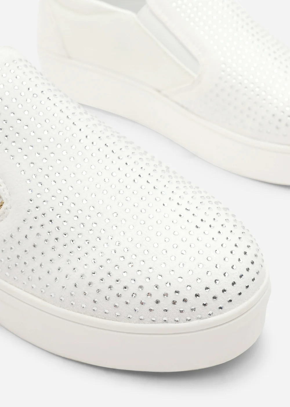 Where's That From Florina White Zip Trainer With Diamante Toe - 3 Image 5