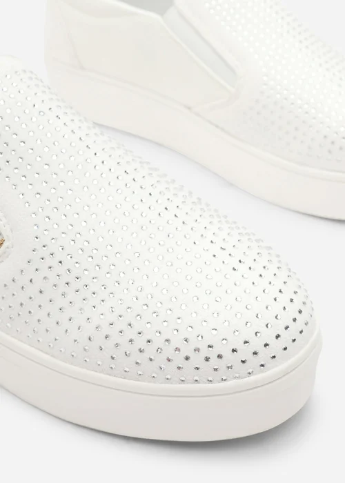 Where's That From Florina White Zip Trainer With Diamante Toe - 3 Image 5