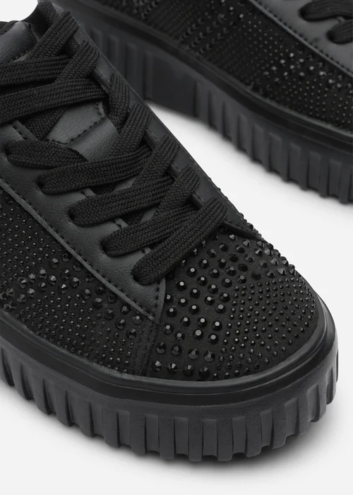 Where's That From Darcia Black Chunky Sole Trainer With Diamante Pattern - 7 Image 5