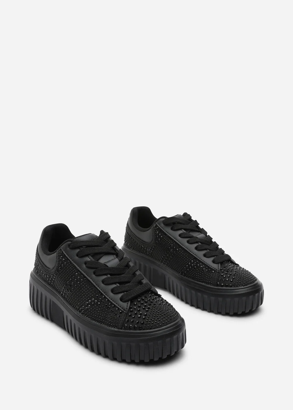 Where's That From Darcia Black Chunky Sole Trainer With Diamante Pattern - 7 Image 3