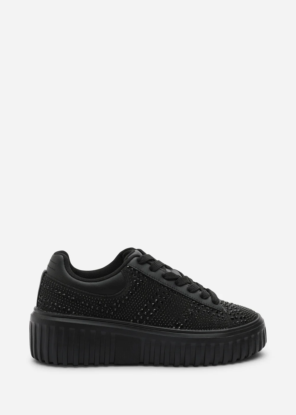 Where's That From Darcia Black Chunky Sole Trainer With Diamante Pattern - 7 Image 2