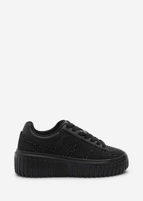Where's That From Darcia Black Chunky Sole Trainer With Diamante Pattern - 7 Image 2