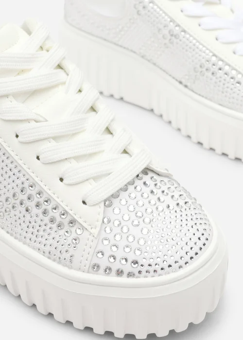 Where's That From Darcia White Chunky Sole Trainer With Diamante Pattern - 5 Image 5