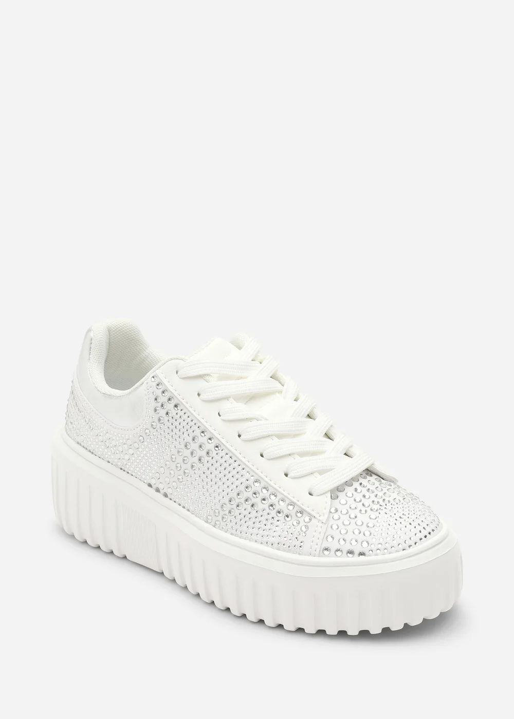 Where's That From Darcia White Chunky Sole Trainer With Diamante Pattern - 5 Image 3