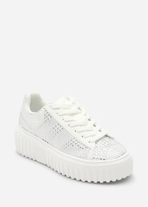 Where's That From Darcia White Chunky Sole Trainer With Diamante Pattern - 5 Image 3