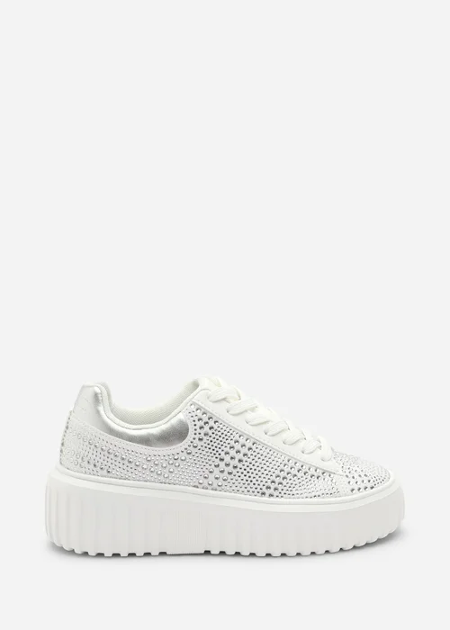 Where's That From Darcia White Chunky Sole Trainer With Diamante Pattern - 5 Image 2