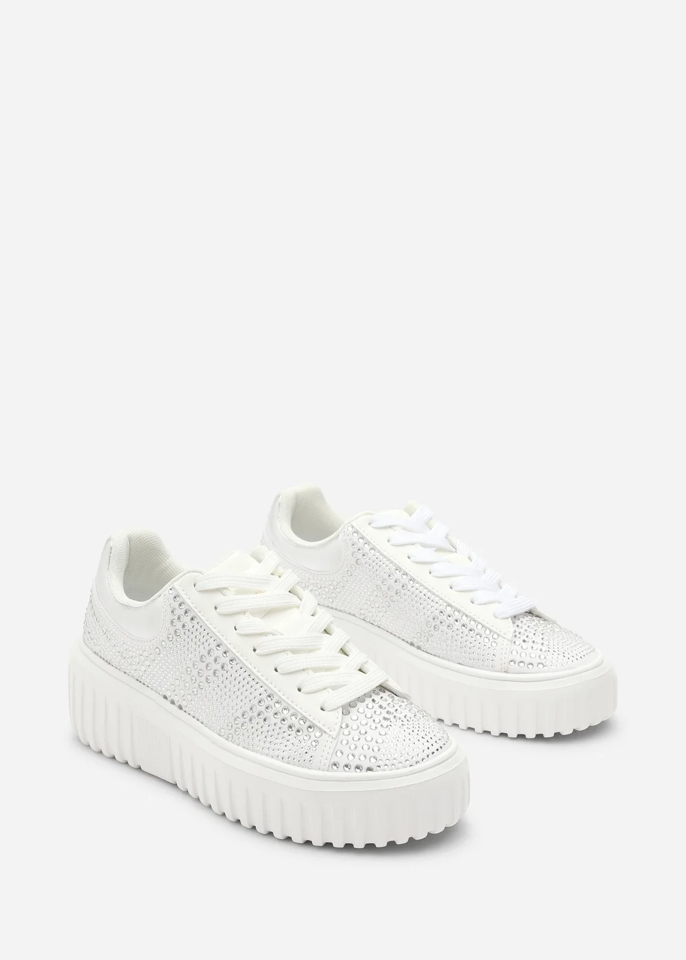 Where's That From Darcia White Chunky Sole Trainer With Diamante Pattern - 5 Image 4