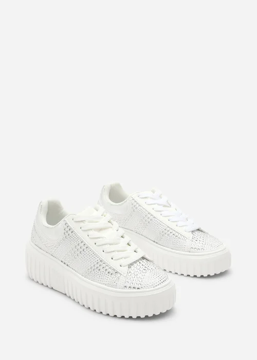 Where's That From Darcia White Chunky Sole Trainer With Diamante Pattern - 5 Image 4