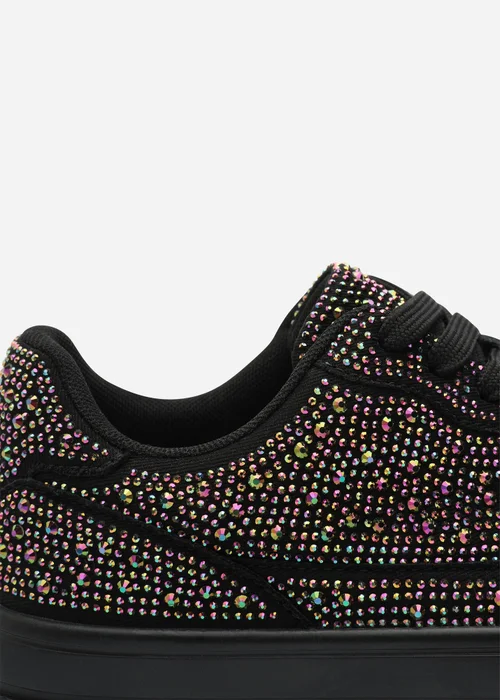Where's That From Caia Black Lace-Up Trainer With Diamante Detail - 5 Image 5