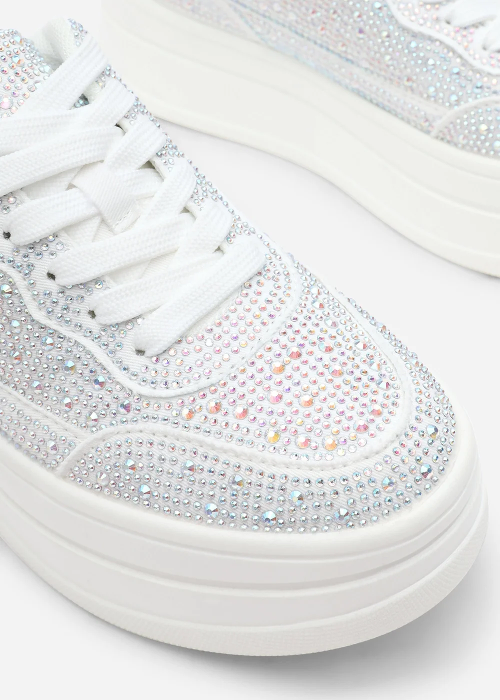 Where's That From Caia White Lace-Up Trainer With Diamante Detail - 8 Image 5