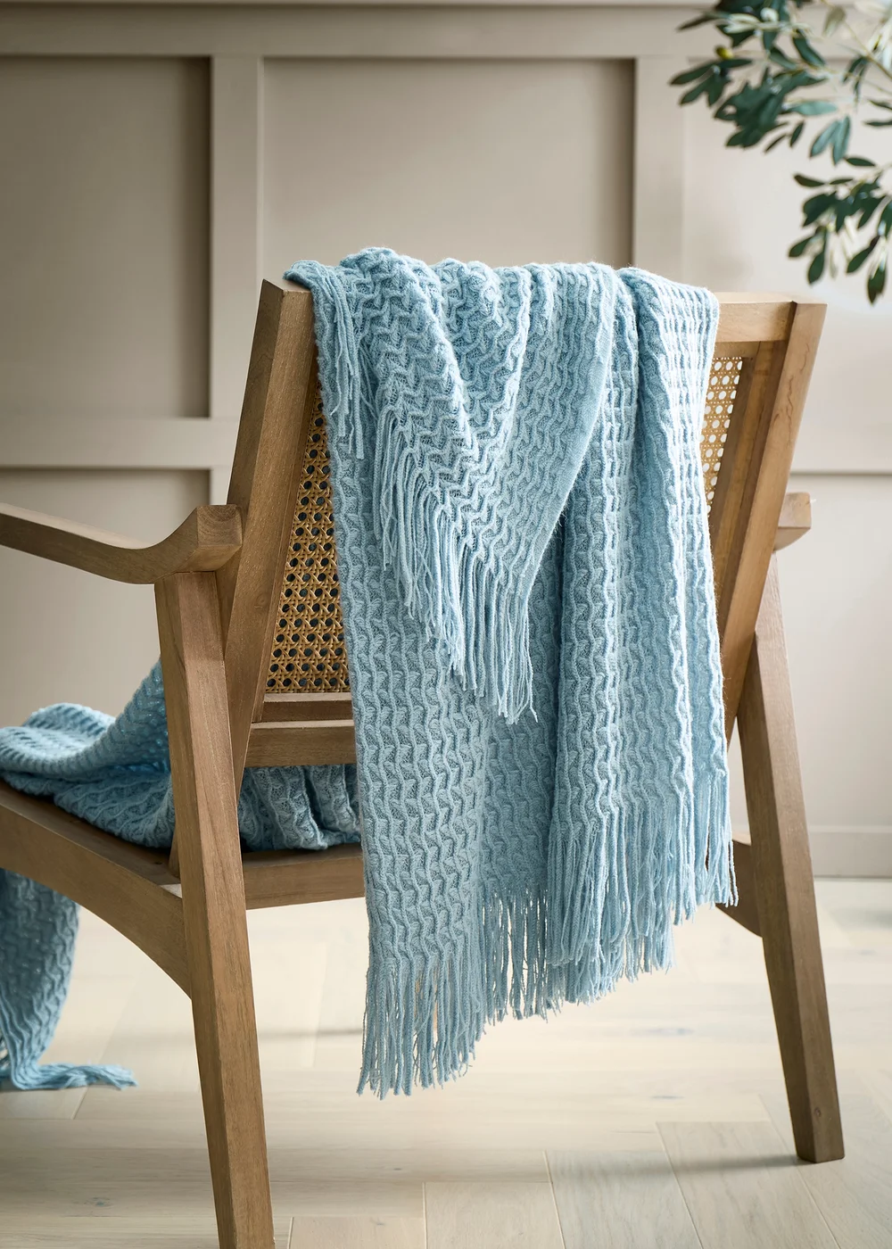 Appletree Textured Knit Heavyweight Blue Throw - 130 x 180cm Image 1