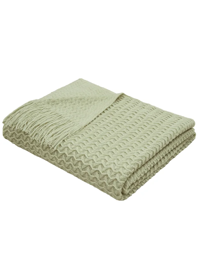 Appletree Textured Knit Heavyweight Green Throw
